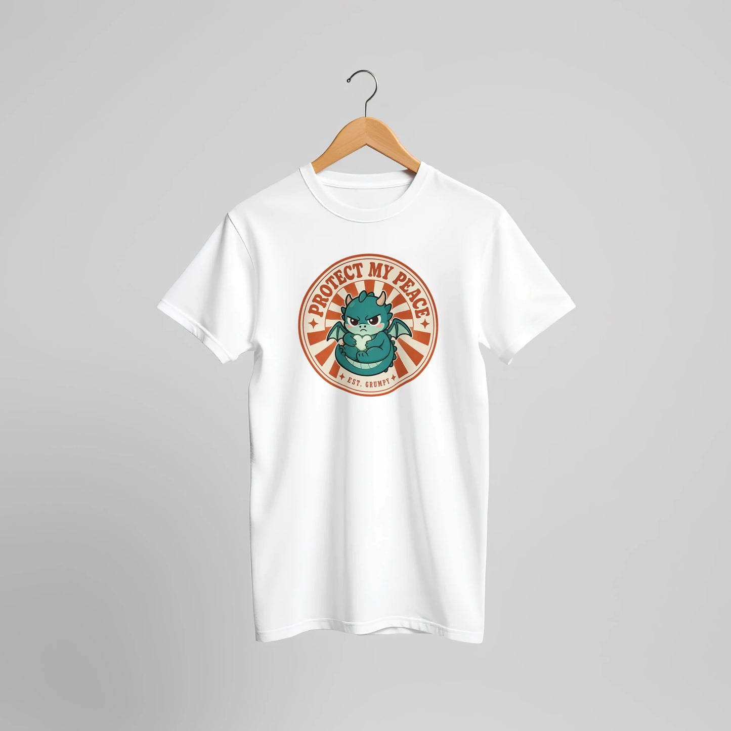 Protect My Peace t-shirt on a hanger showing the regular unisex fit and drape