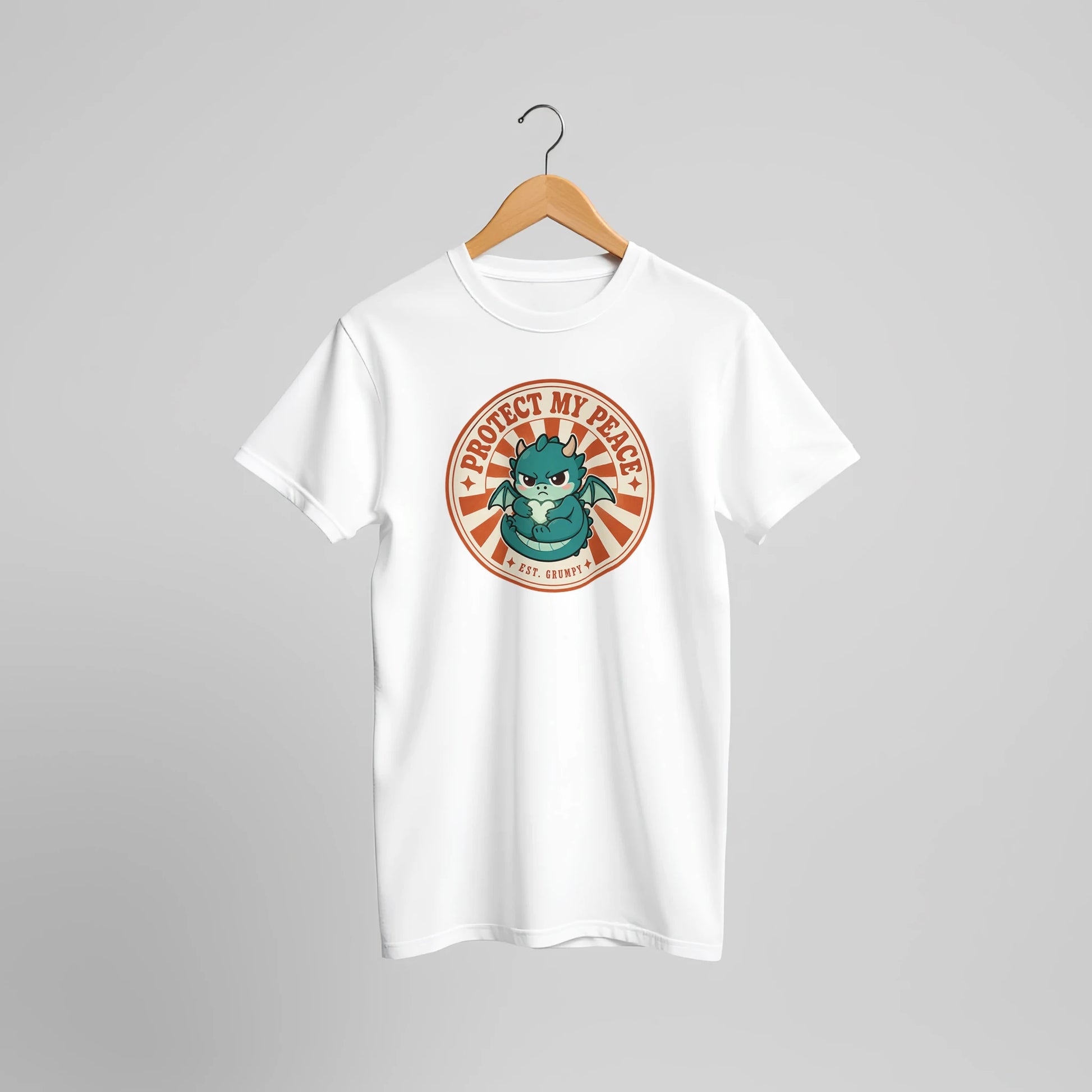 Protect My Peace t-shirt on a hanger showing the regular unisex fit and drape